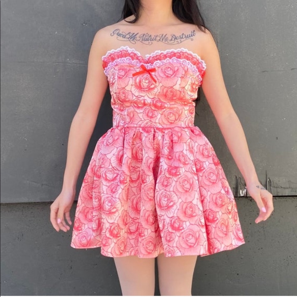 Embroidered Roses Floral Dress